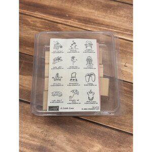 2004 STAMPIN' UP! A LITTLE LOVE WOOD MOUNTED RUBBER STAMP SET OF 12 MINI STAMPS